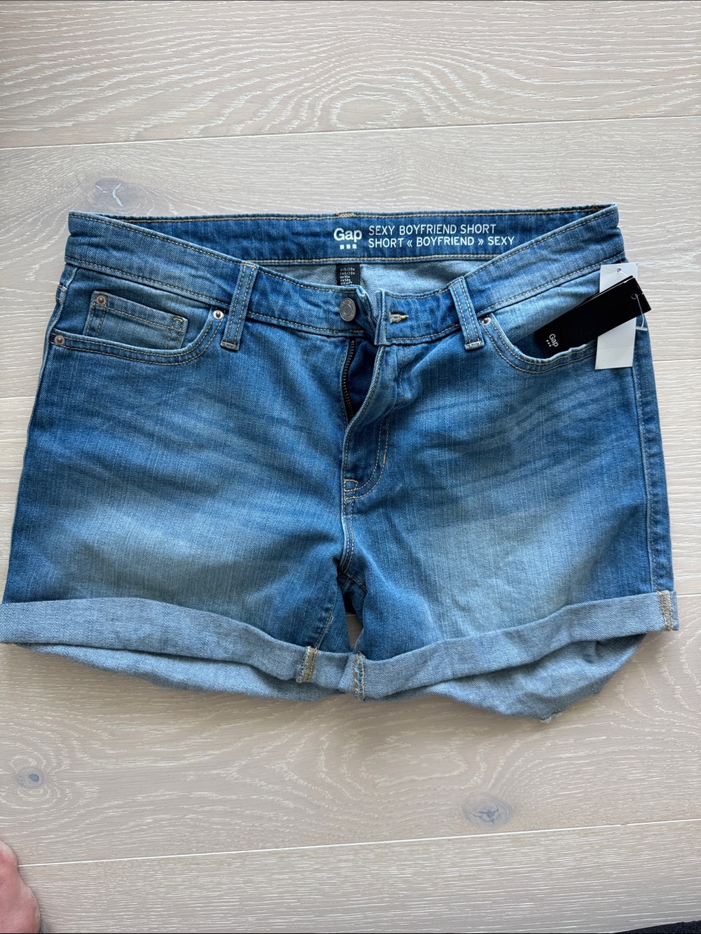 GAP Light Blue Rolled-Hem Boyfriend Jean Shorts